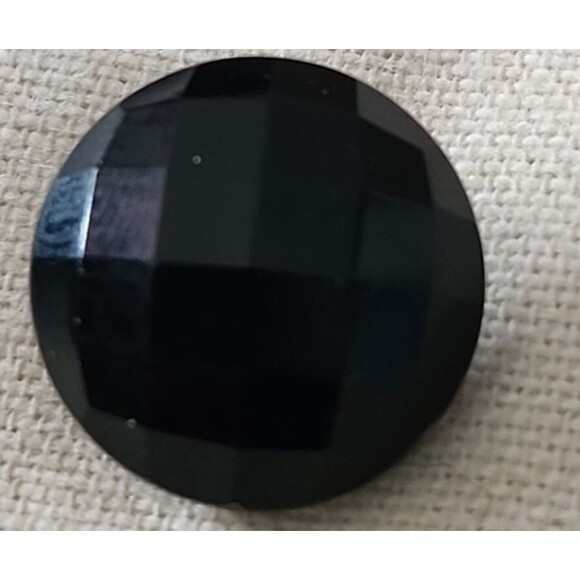 Other - Vintage Black Glass Faceted Dome Sewing Button w/ Brass Shank 1” Victorian